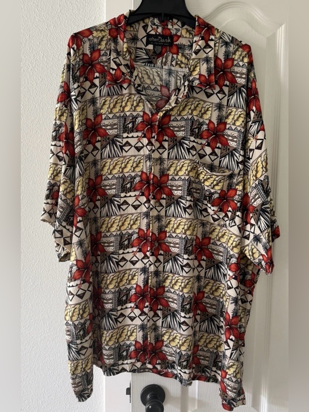 AfterDark by Falcon Bay 4X Hawaiian Tropical Floral Rayon Camp Shirt Plus Size
